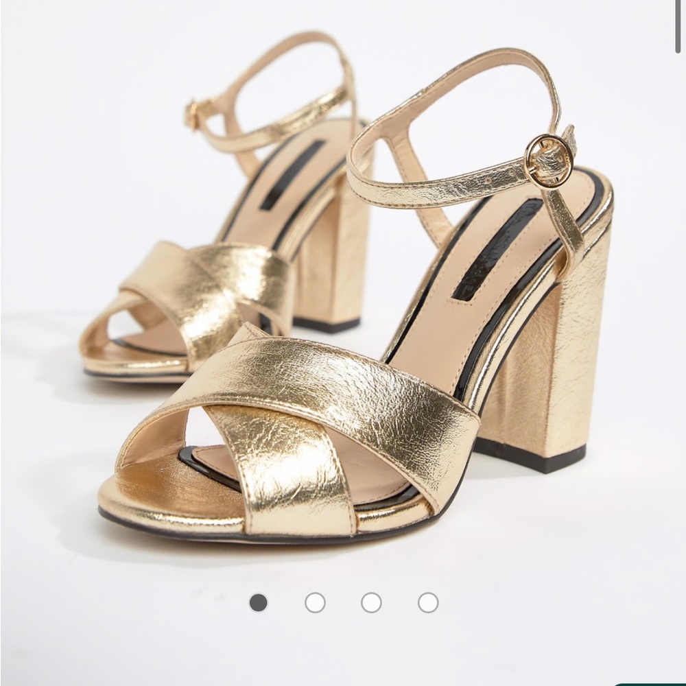 Gold Block Heel Sandals